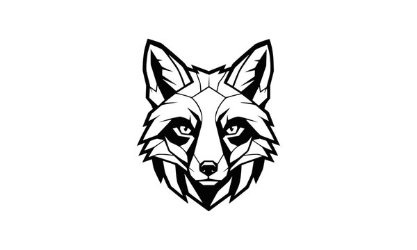 Geometric fox head silhouette against a black background