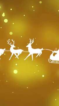 Animation of santa in sleigh over yellow spots