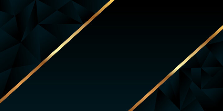 Elegant dark blue abstract low poly background with golden lines, perfect for exclusive corporate events and luxury branding.