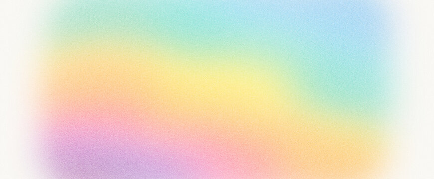 Pastel rainbow gradient background with soft grainy texture. Dreamy holographic blur effect for web design. Ethereal colorful mesh backdrop.