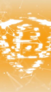 Animation of padlock icon with network of connections on orange background
