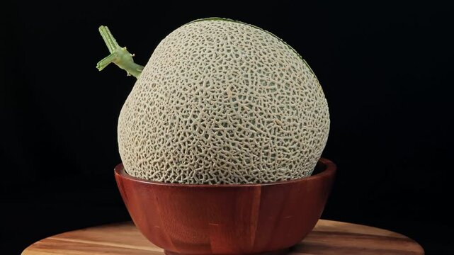 Fresh melon on black background.