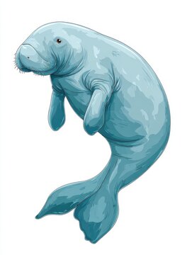 Pixel Art Illustration Of A Gentle Sea Manatee Isolated On White Background