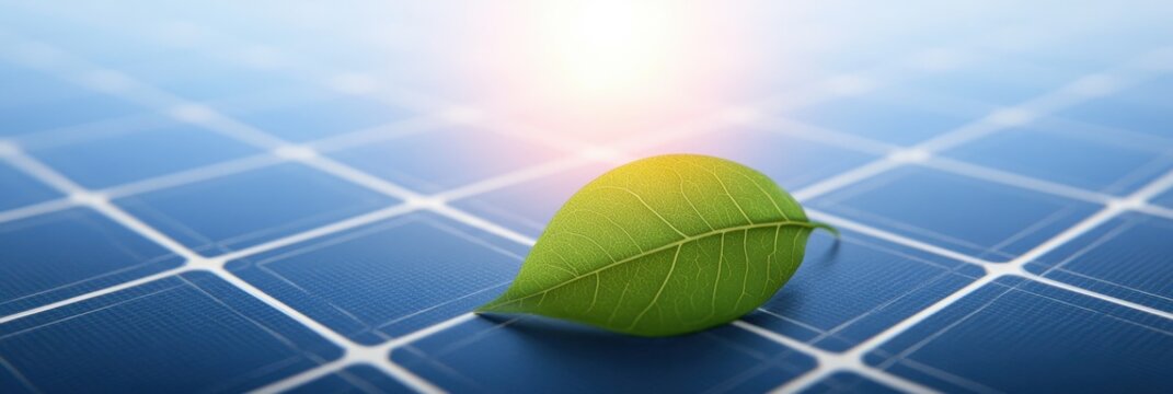 Solar cell texture merged with leaf veins, renewable technology concept, macro abstract composition