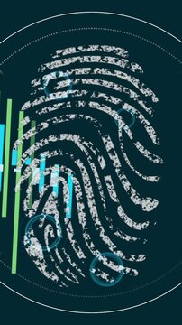 Scanning fingerprints and analyzing data on digital interface animation