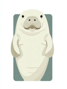 Pixel Art Manatee Floating In Teal Water Illustration