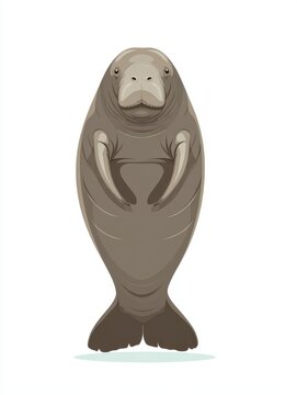 Pixel Art Manatee Swimming Isolated On White Background