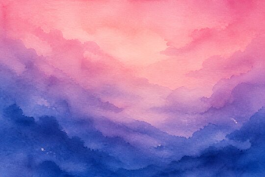 Abstract watercolor sky gradient with pink to blue clouds