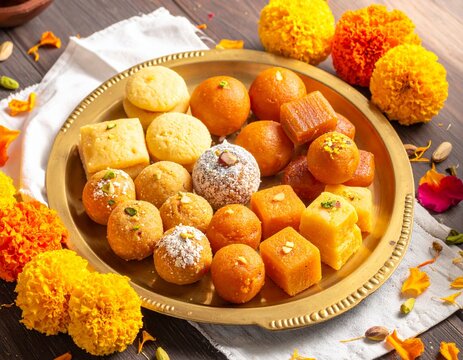 Traditional Indian Sweets Assortment for Diwali Festival Celebration and Festive Gifting