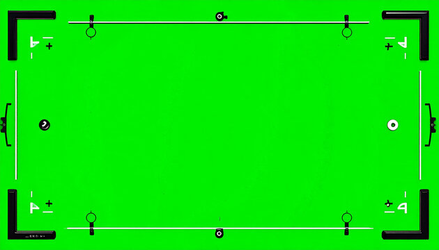 Green Screen Chroma Key Background with Digital Tracking Markers and Corner Registration Marks for Video Editing and VFX Production