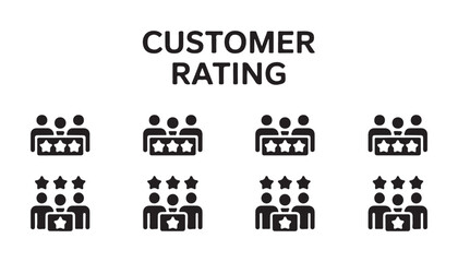 Obraz premium Customer rating and review icons for feedback systems showing satisfaction levels with star elements.