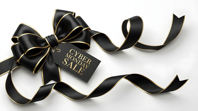 Elegant black friday and cyber monday sale shopping discount event with a black shopping bag luxury retail promotion special offer tag