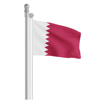 Qatar Flag On Flagpole