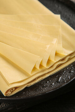 Fresh Handmade Tofu Skin Sheets in Cast Iron Pan - Traditional Soybean Product for Asian Cooking
