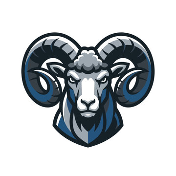 Fierce ram mascot vector illustration featuring detailed horns and an aggressive expression ideal for sports teams and logos