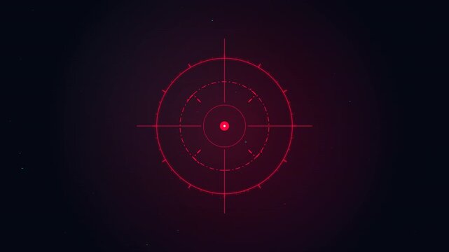 Shooting Target Icon With Glitch Effect 4k animation of a technology background with sniper gun goal target symbol icon
