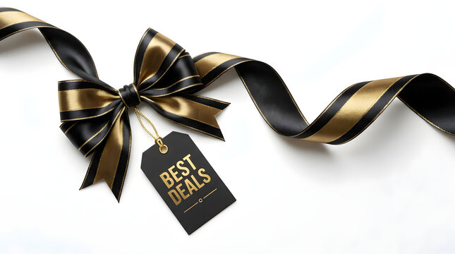 Elegant black friday and cyber monday sale shopping discount promotion with luxury black shopping bag and special offer tag on white