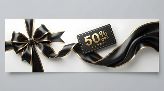 Elegant black friday and cyber monday sale shopping discount banner featuring a black shopping bag luxury retail promotion and special offer