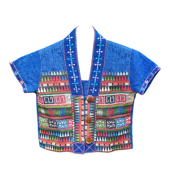 Traditional northern Thai shirt with beautiful patterns isolated on white