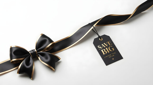 Elegant black friday and cyber monday sale shopping discount concept with a black shopping bag luxury retail promotion and special offer tag
