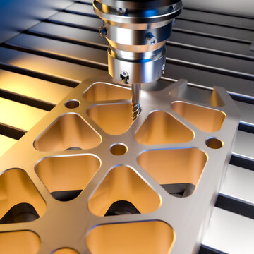 Cnc milling machine cutting metal part 3d