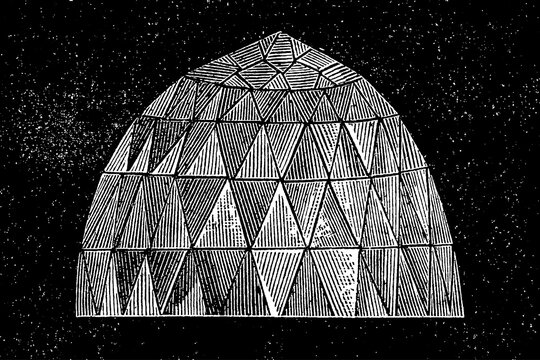 Diamond with triangular facets and speckled background, old vintage illustration, 1894.