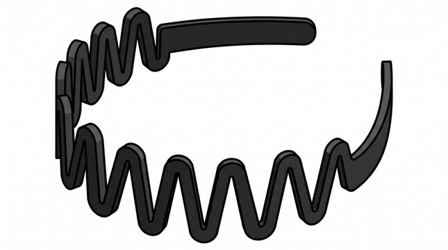 Isometric illustration of a classic black zig-zag plastic hairband