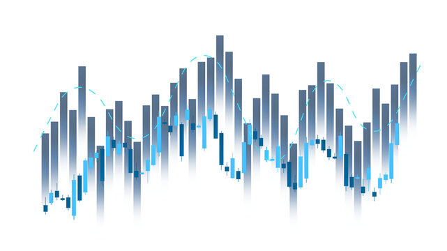 Bar trading graph financial stock market and investment, analytics chart with blue tones color and clean design. In transparent format or png