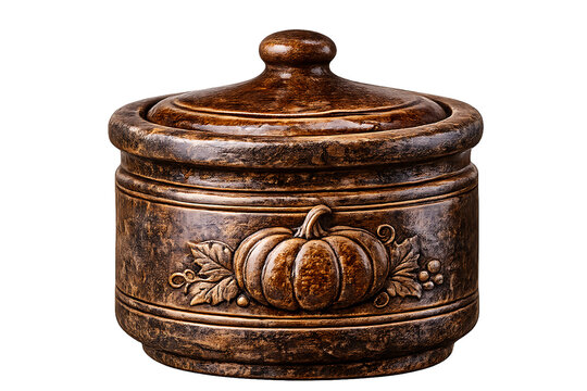 Autumn Pumpkin Stoneware Preserve Crock with Embossed Harvest Motif, Rustic Halloween Kitchen Jar