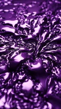 Purple Metallic Fluid Surface Abstract Fractal - A close-up view of a viscous, metallic fluid with a deep purple hue, forming intricate organic fractal patterns.