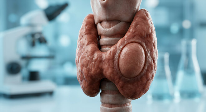 Thyroid Nodule in Human Thyroid Gland &ndash; Medical 3D Visualization