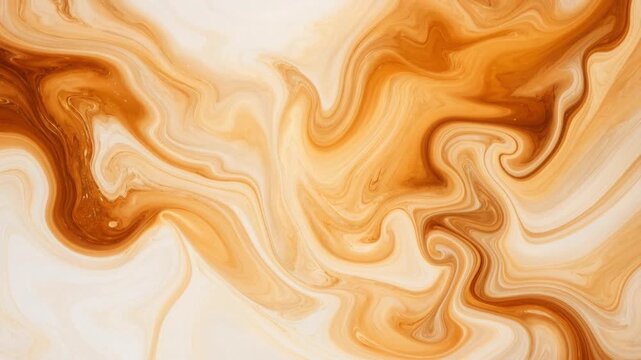 Abstract orange and white fluid art with swirling marble texture and smooth flowing patterns