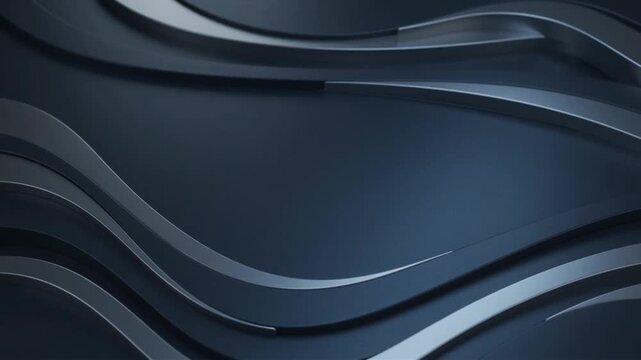 Abstract dark blue metallic wave background with sleek curved layered 3D lines and elegant futuristic design style