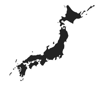 Silhouette map of japan isolated on white background