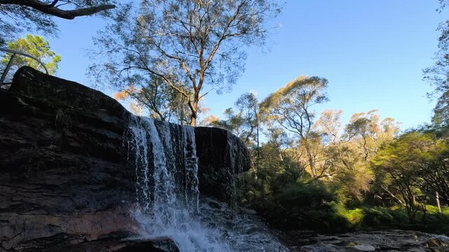 Scenic Waterfall Cascading Over Rocks in Blue Mountains National Park