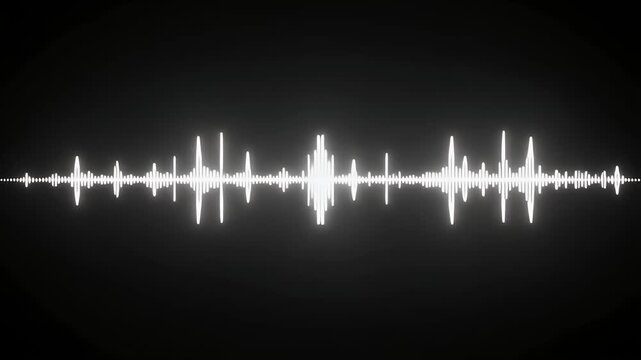 A digital audio waveform visualization with bright white lines on a black background.