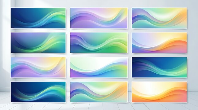 Collection of Abstract Wavy Gradient Web Bannersfor Business Presentation Template banner web banner gradient abstract wavytemplate business presentation design smoothlayout