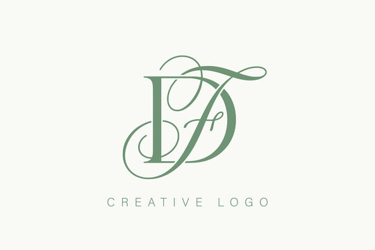 classic DF letter wedding invitation monogram design