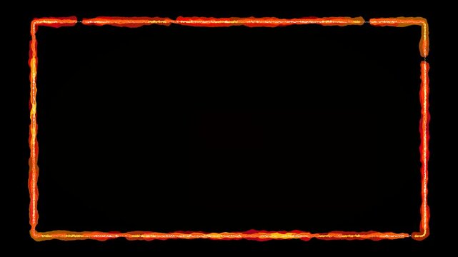 Fiery Orange Neon Glowing Energy Border Frame Seamless Loop Background Overlay for Video Gamers