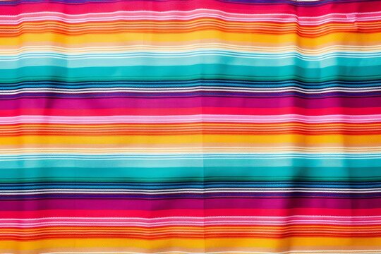 Bright serape textile with horizontal stripes creating a vibrant background
