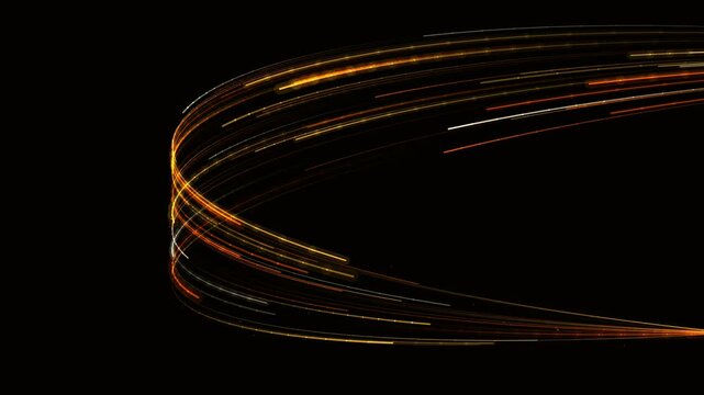 Orange light streaks moving in a circular path