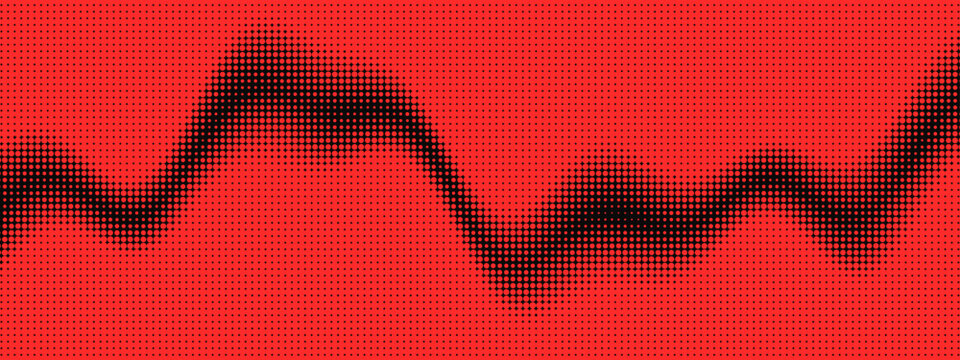 Abstract Black Audio Wave on Red Background Vector

