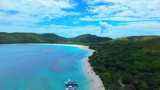 Golden Hour Sunset Aerial Drone View over Flamenco Beach Culebra