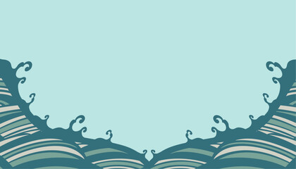 Fototapeta premium 波 海のイラスト背景