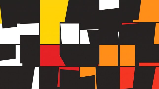Abstract geometric composition with bold colorful shapes and black background
