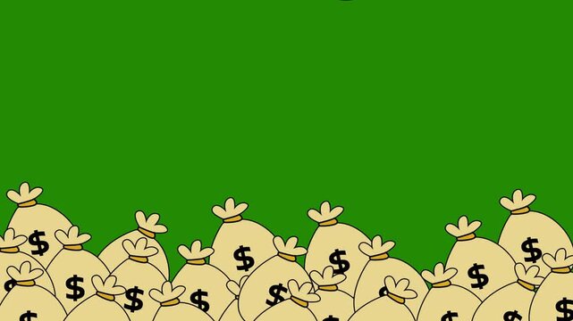 Money bag animation key frames with dollar sacks