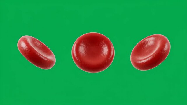3d animation of red blood cell moving on green screen