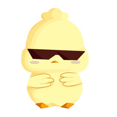Fototapeta premium CUTE YELLOW DUCK LOOKING COOL USING EYEGLASSES 