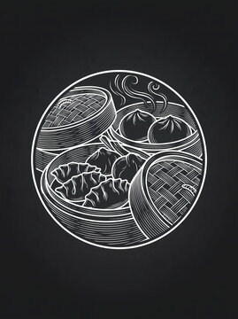 Chalk Dim Sum Illustration.
