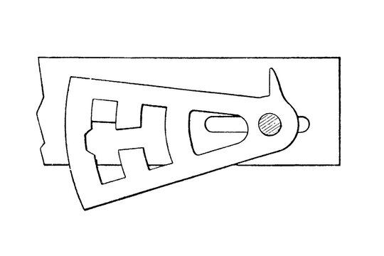 Locking mechanism and latch in cross-section, old vintage illustration, 1897.
